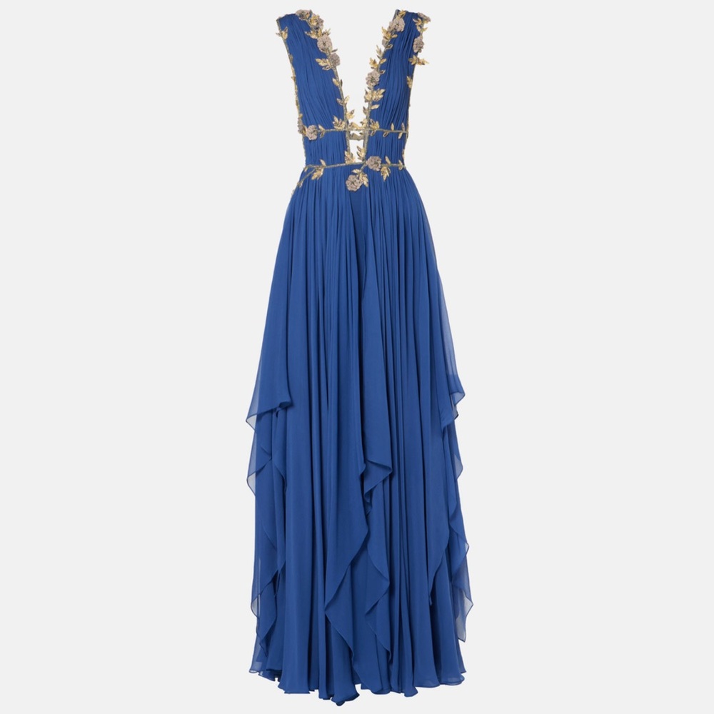 Costarellos Embellished silk-blend gown